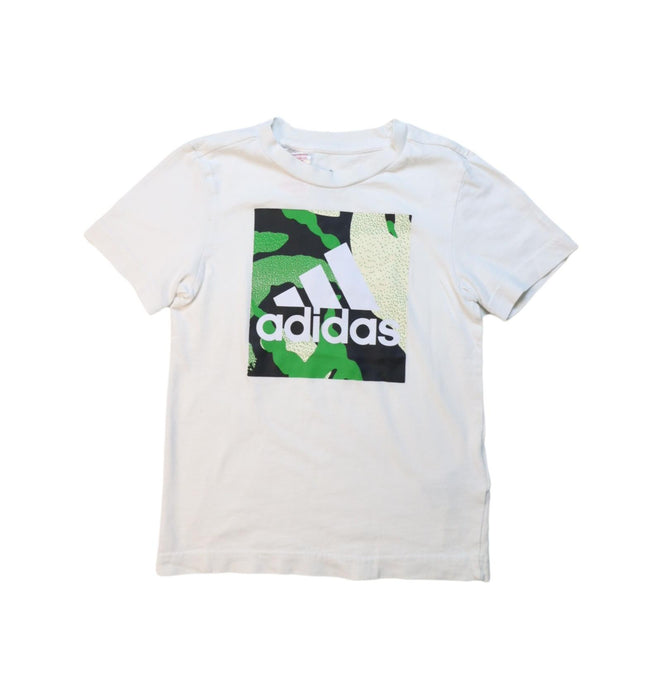 A White Short Sleeve T Shirts from Adidas in size 5T for boy. (Front View)