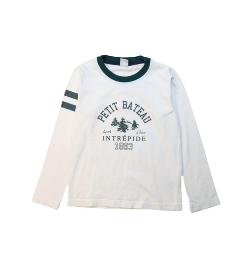 A White Long Sleeve T Shirts from Petit Bateau in size 8Y for boy. (Front View)