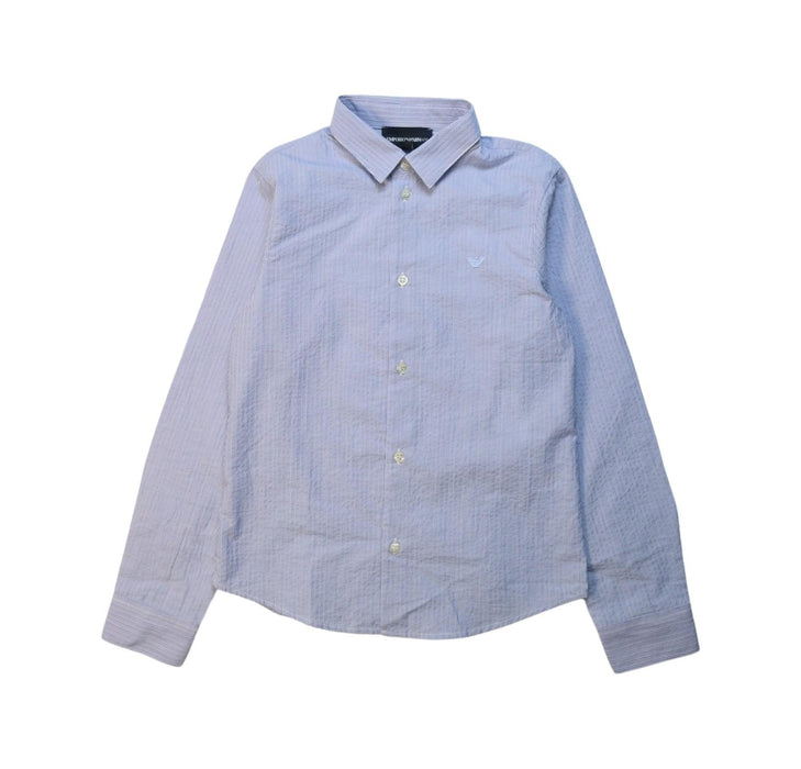 A Blue Long Sleeve Shirts from Emporio Armani in size 8Y for boy. (Front View)
