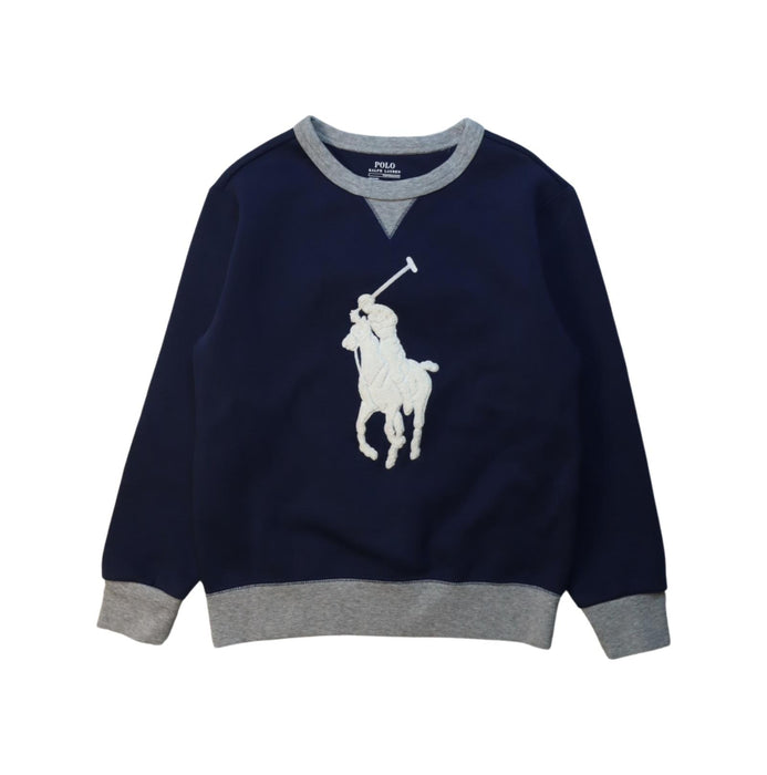 A Grey Crewneck Sweatshirts from Polo Ralph Lauren in size 7Y for boy. (Front View)