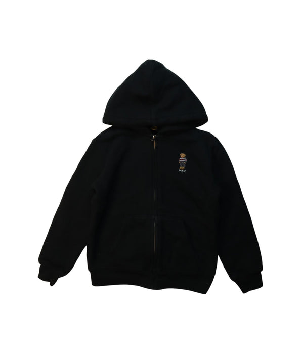 A Black Zippered Sweatshirts from Polo Ralph Lauren in size 7Y for boy. (Front View)