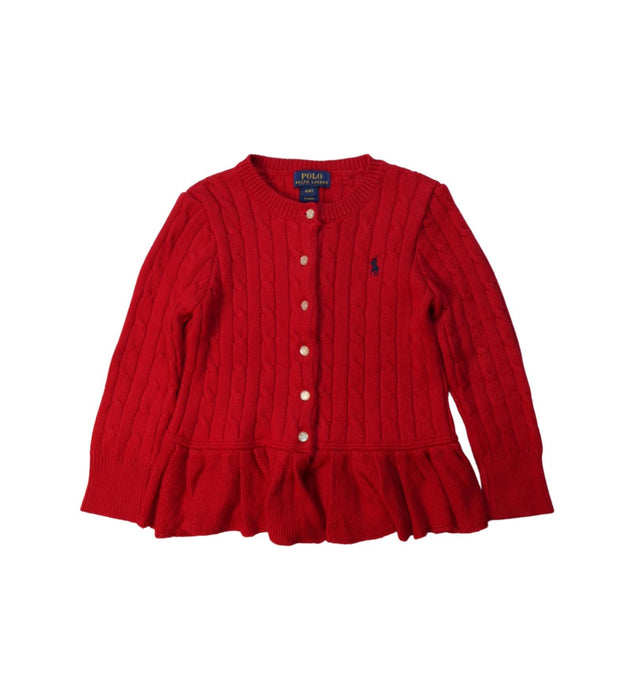 A Red Cardigans from Polo Ralph Lauren in size 4T for girl. (Front View)