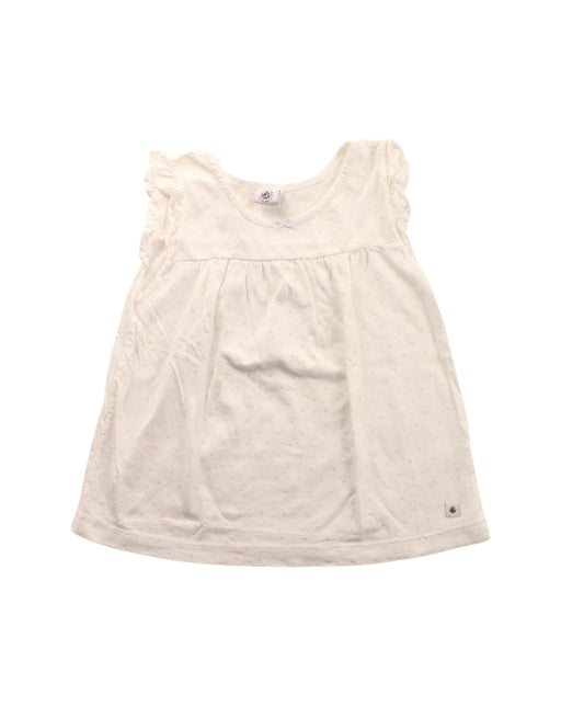 A White Sleeveless Dresses from Petit Bateau in size 4T for girl. (Front View)