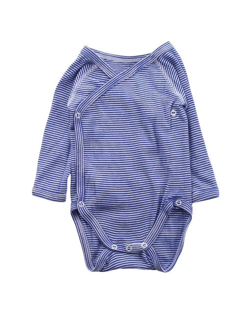 A Blue Long Sleeve Bodysuits from Petit Bateau in size 0-3M for boy. (Front View)