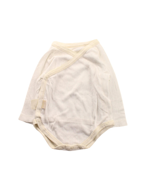 A White Long Sleeve Bodysuits from Natures Purest in size 3-6M for girl. (Front View)