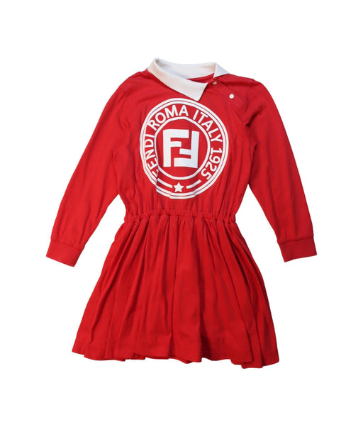 A Red Long Sleeve Dresses from Fendi in size 4T for girl. (Front View)