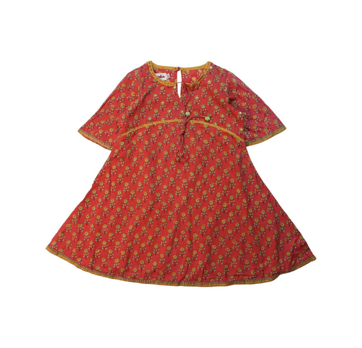 A Multicolour Long Sleeve Dresses from Fabindia in size 3T for girl. (Front View)