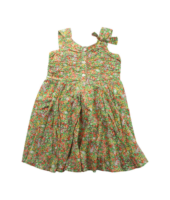 A Green Sleeveless Dresses from Bonpoint in size 4T for girl. (Front View)