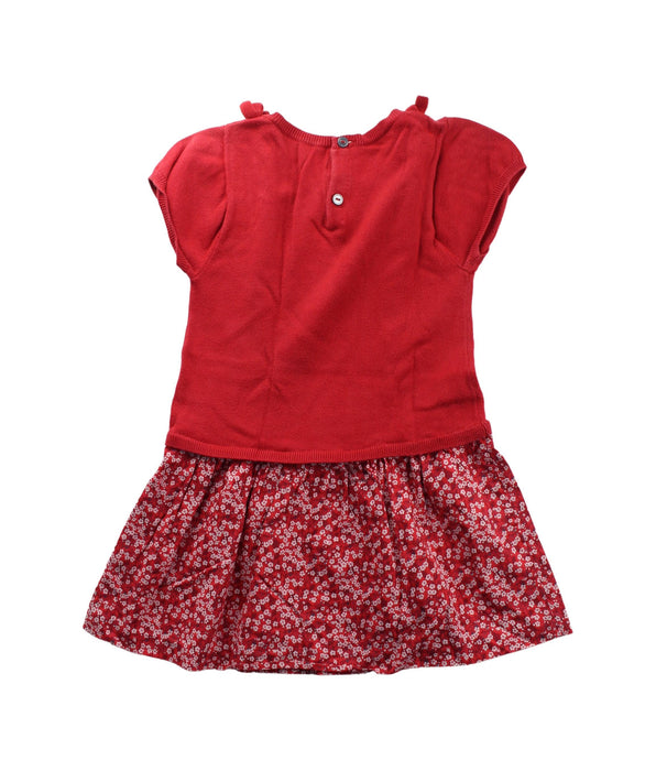 A Red Short Sleeve Dresses from Jacadi in size 3T for girl. (Back View)