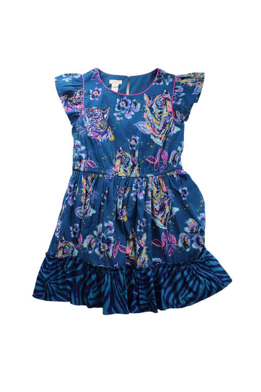 A Blue Short Sleeve Dresses from Monsoon in size 6T for girl. (Front View)