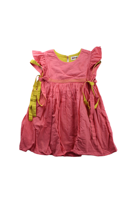 A Red Short Sleeve Dresses from Fabindia in size 3T for girl. (Front View)