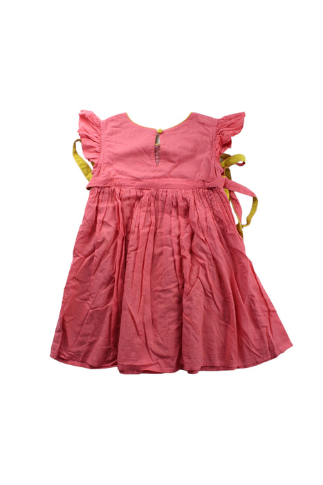 A Red Short Sleeve Dresses from Fabindia in size 3T for girl. (Back View)