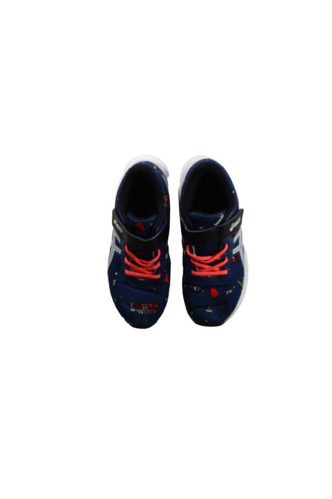 A Blue Sneakers from ASICS in size 7Y for boy. (Back View)