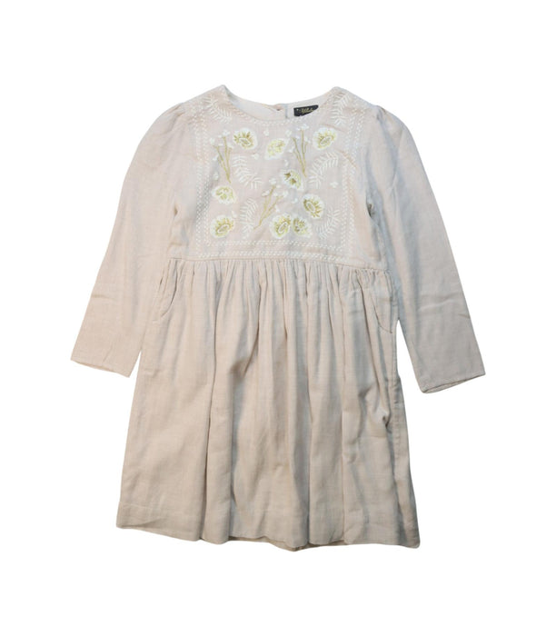 A Ivory Long Sleeve Dresses from Velveteen in size 8Y for girl. (Front View)