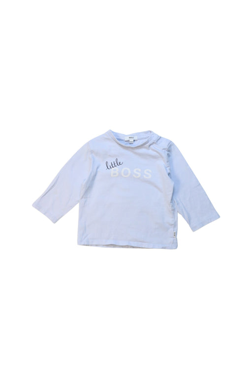 A Blue Long Sleeve T Shirts from Boss in size 6-12M for boy. (Front View)