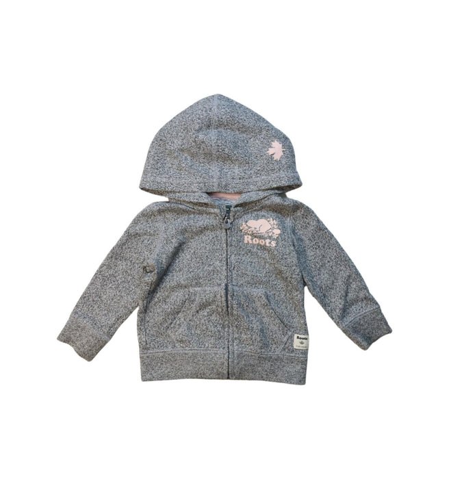 A Grey Zippered Sweatshirts from Roots in size 6-12M for neutral. (Front View)