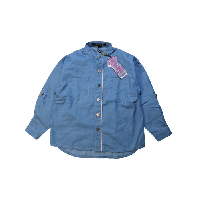 A Blue Long Sleeve Shirts from Yi-ming in size 2T for girl. (Front View)
