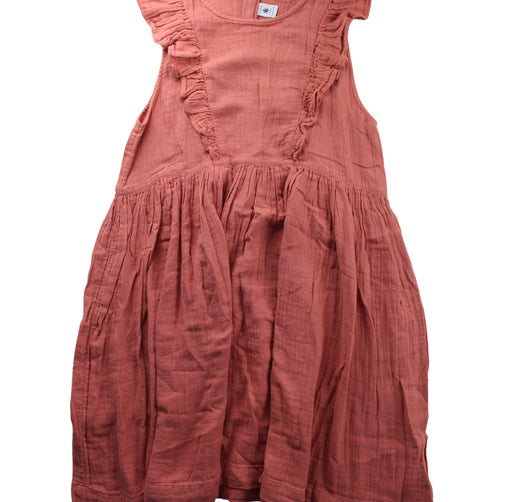 A Peach Sleeveless Dresses from Petit Bateau in size 12Y for girl. (Front View)