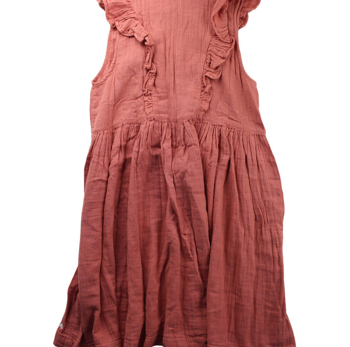 A Peach Sleeveless Dresses from Petit Bateau in size 12Y for girl. (Back View)