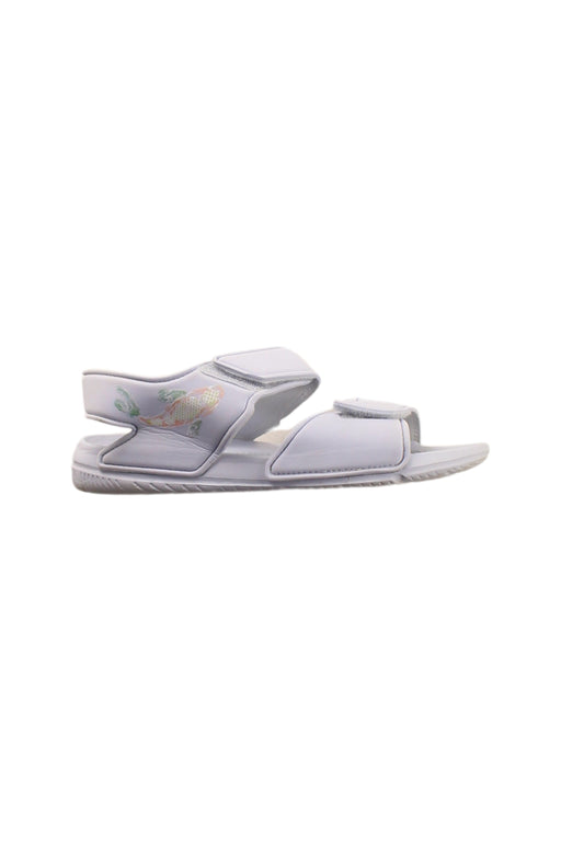 A White Sandals from Adidas in size 9Y for girl. (Front View)