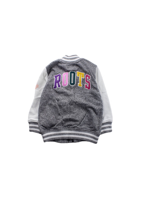 A Grey Zippered Sweatshirts from Roots in size 3T for boy. (Back View)