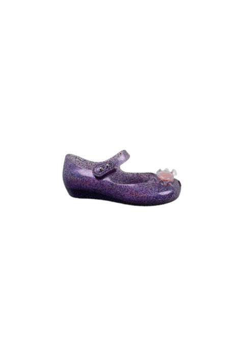 A Purple Flats from Mini Melissa in size 4T for girl. (Front View)