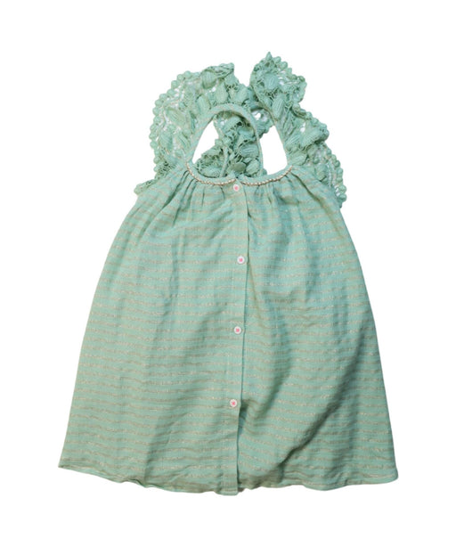 A Green Sleeveless Dresses from Louise Misha in size 4T for girl. (Front View)