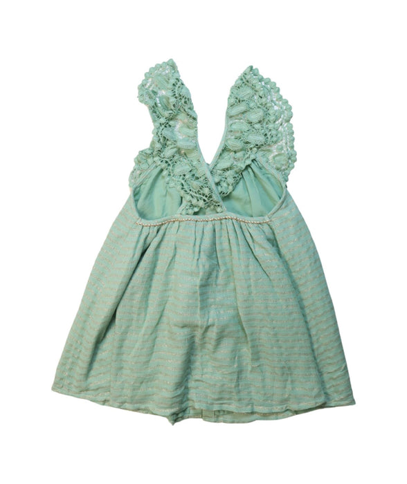 A Green Sleeveless Dresses from Louise Misha in size 4T for girl. (Back View)