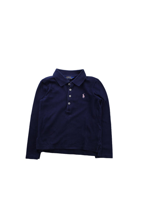 A Blue Long Sleeve Polos from Polo Ralph Lauren in size 4T for boy. (Front View)