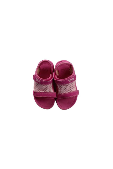 A Pink Sandals from Teva in size 3T for girl. (Back View)