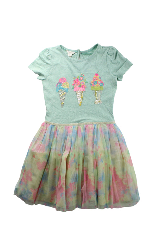 A Green Short Sleeve Dresses from Monsoon in size 7Y for girl. (Front View)