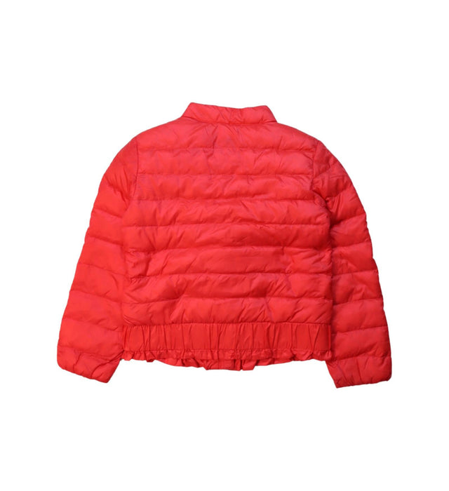 A Orange Puffer/Quilted Jackets from Moncler in size 4T for girl. (Back View)