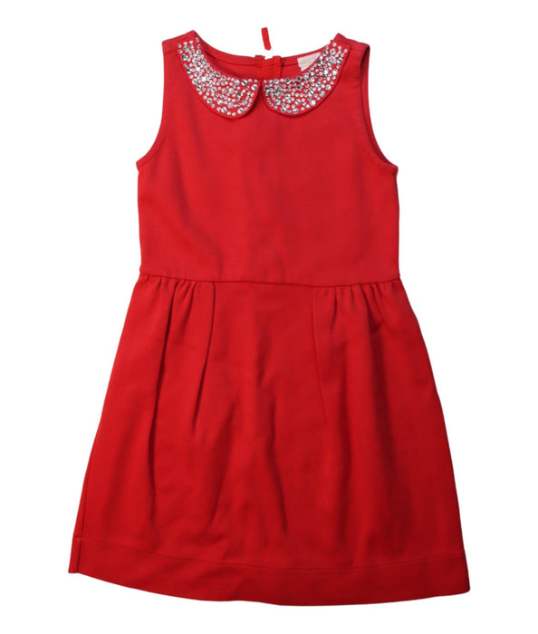 A Red Sleeveless Dresses from Crewcuts in size 6T for girl. (Front View)