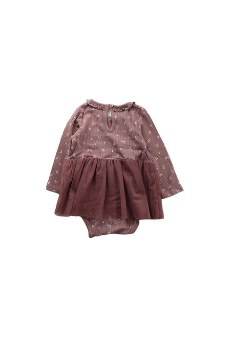 A Pink Long Sleeve Rompers from Mori in size 6-12M for girl. (Back View)
