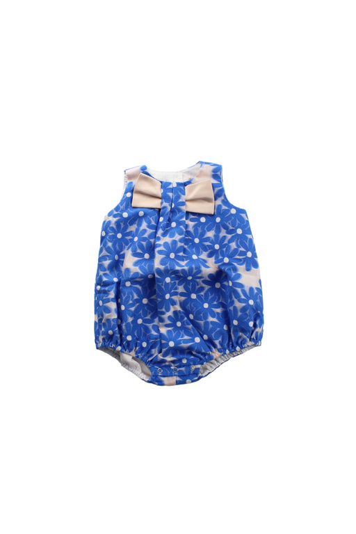 A Blue Sleeveless Bodysuits from Hucklebones in size 3-6M for girl. (Front View)