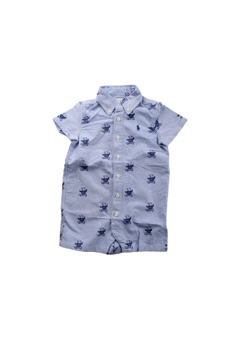 A Blue Short Sleeve Rompers from Ralph Lauren in size 6-12M for boy. (Front View)