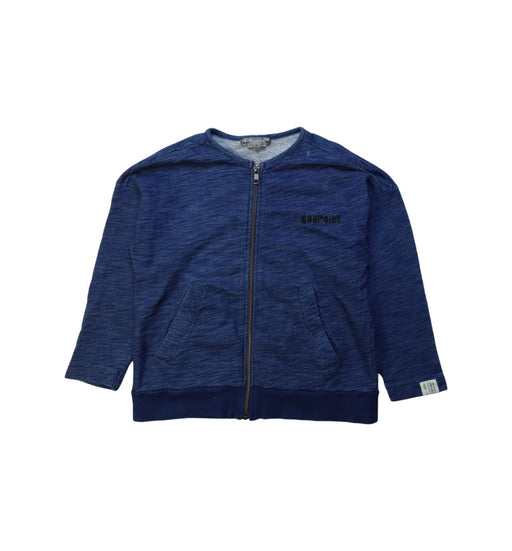 A Blue Zippered Sweatshirts from Bonpoint in size 6T for boy. (Front View)