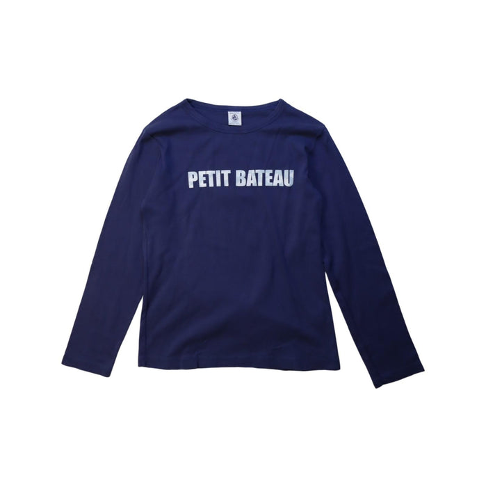 A Navy Long Sleeve T Shirts from Petit Bateau in size 10Y for boy. (Front View)