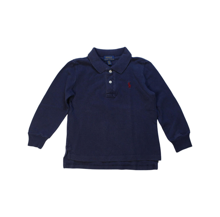 A Navy Long Sleeve Polos from Polo Ralph Lauren in size 2T for boy. (Front View)