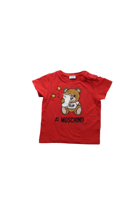 A Red Short Sleeve T Shirts from Moschino in size 18-24M for boy. (Front View)