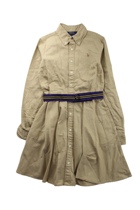 A Beige Long Sleeve Dresses from Polo Ralph Lauren in size 10Y for girl. (Front View)