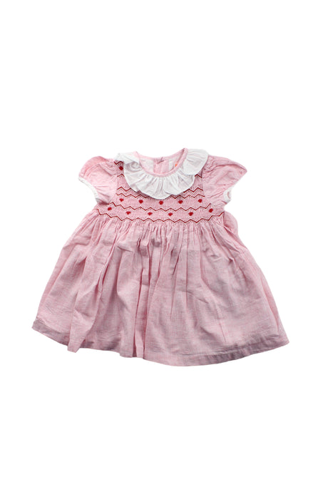 A Pink Short Sleeve Dresses from Smock London in size 12-18M for girl. (Front View)