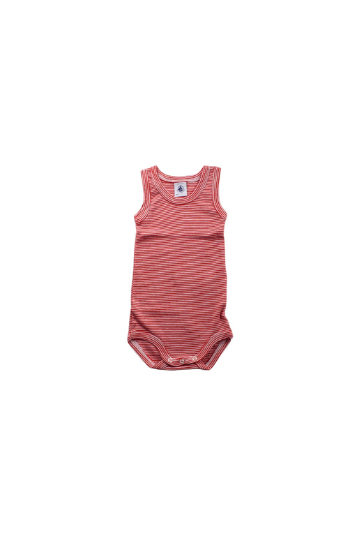 A Red Sleeveless Bodysuits from Petit Bateau in size 3-6M for boy. (Front View)