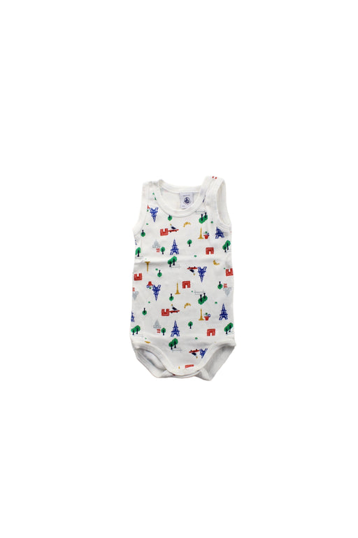 A White Sleeveless Bodysuits from Petit Bateau in size 3-6M for boy. (Front View)