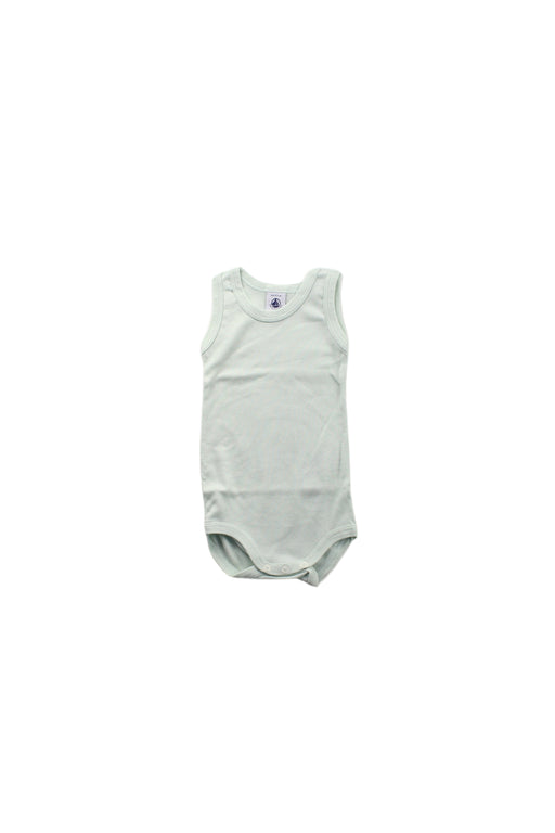 A Green Sleeveless Bodysuits from Petit Bateau in size 3-6M for neutral. (Front View)