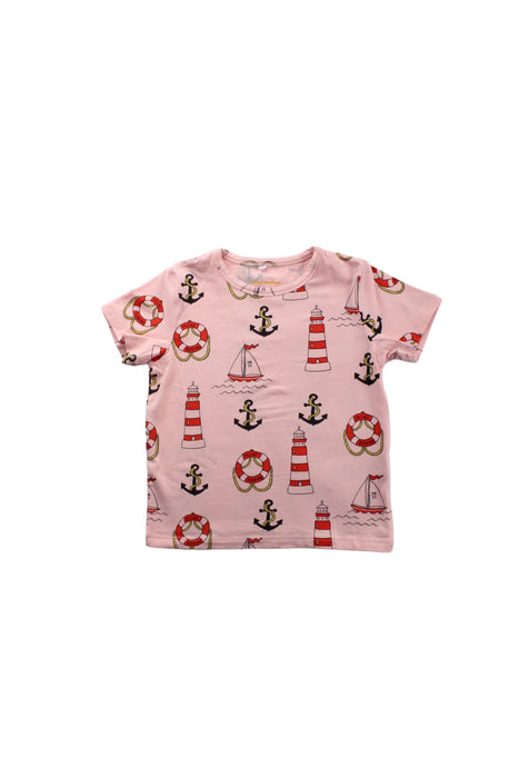 A Pink Short Sleeve T Shirts from Mini Rodini in size 4T for girl. (Front View)