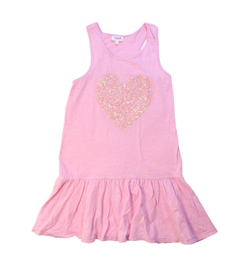 A Pink Sleeveless Dresses from Seed in size 5T for girl. (Front View)