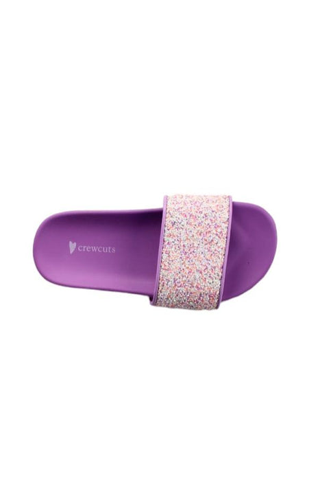 A Purple Slippers from Crewcuts in size 4T for girl. (Front View)