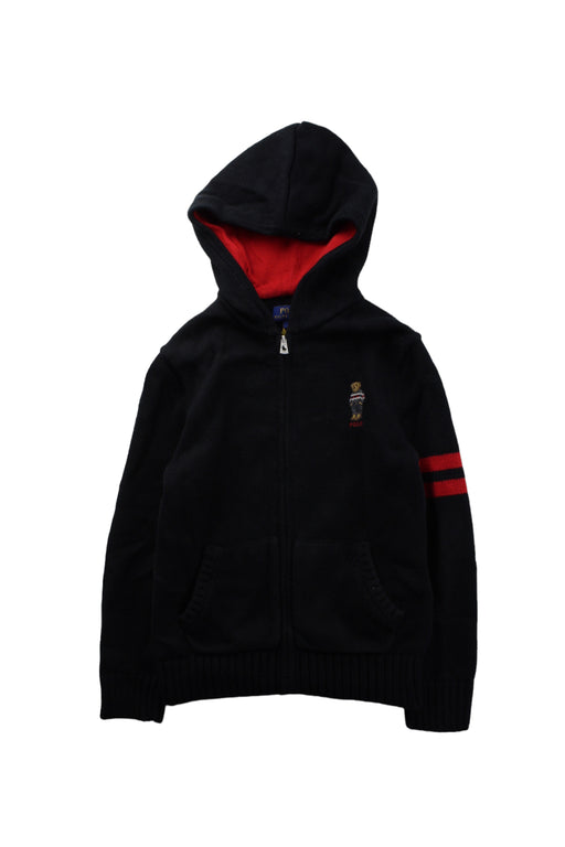 A Black Zippered Sweatshirts from Polo Ralph Lauren in size 7Y for boy. (Front View)