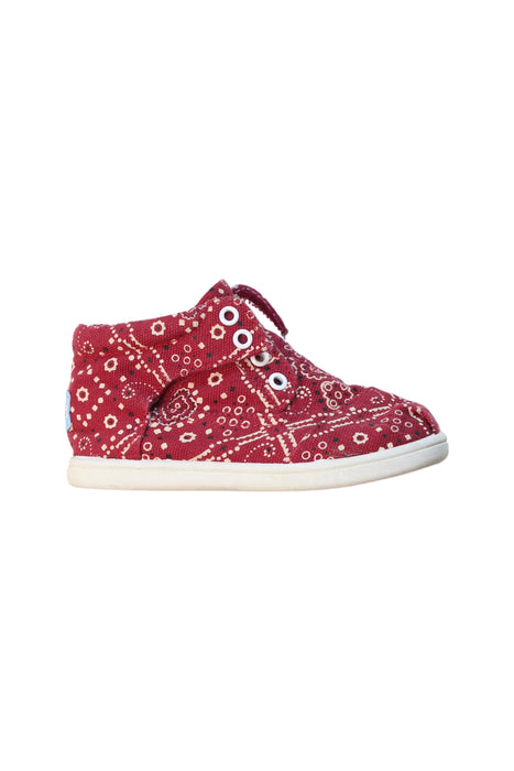 A Red Sneakers from Toms in size 18-24M for girl. (Front View)